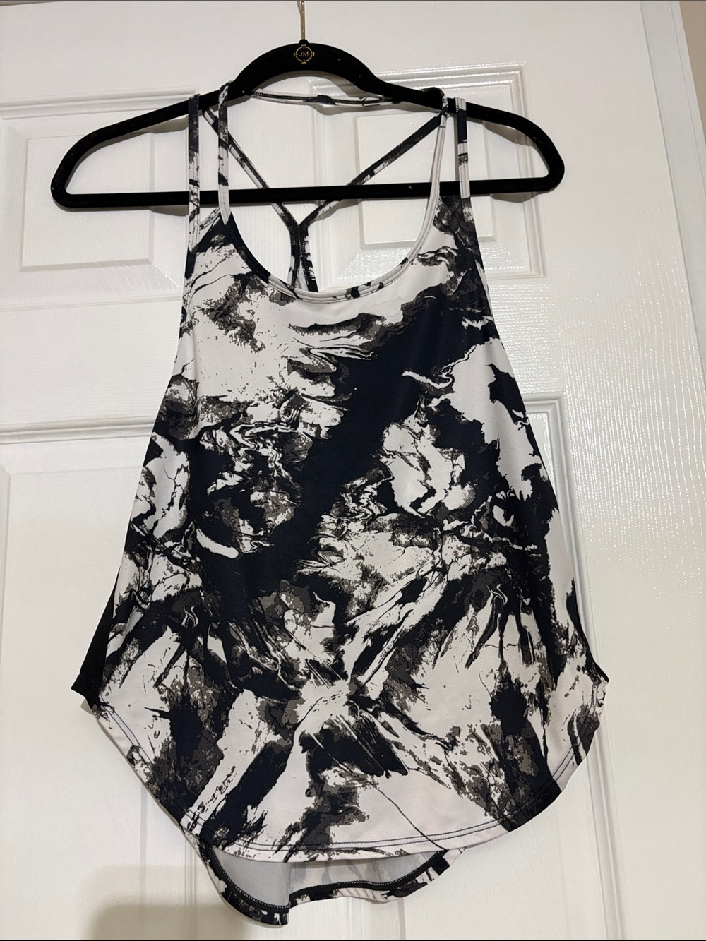 Oakley Black & White Abstract Strappy Workout Tank Top - Women